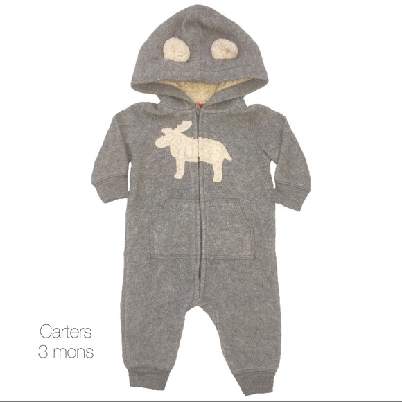 Carter's Other - Carters Gray Sherpa Bear Fleece Jumpsuit 3 mons
